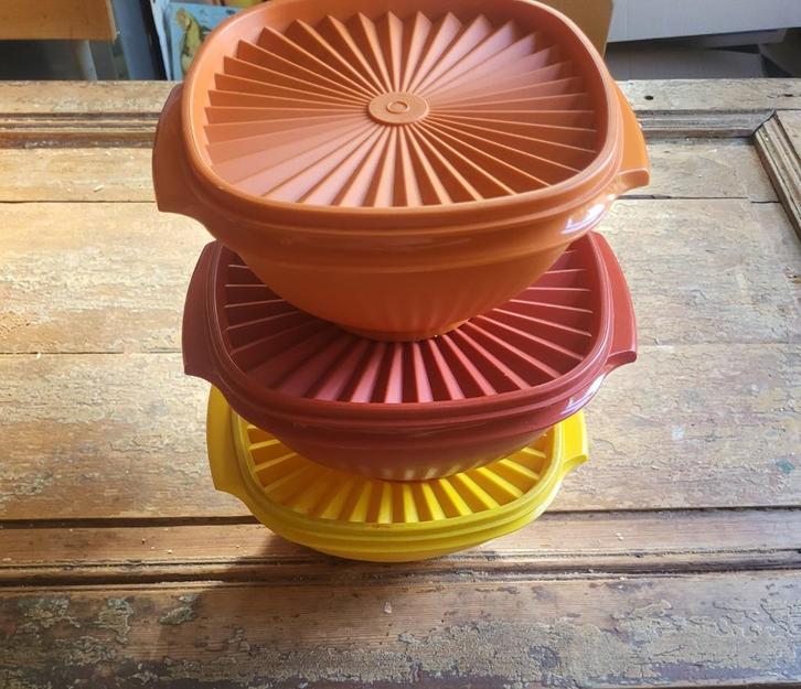 3 zonnedeksel tupperware kommen, Antiek en Kunst, Curiosa en Brocante, Ophalen of Verzenden