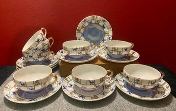 Japanse Kutani porselein theeset   handbeschilderd  1950- 70 beschikbaar voor biedingen