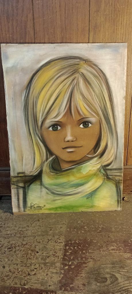 Dessin pastel enfant signé Thérèse, 35x50, n502, Antiquités & Art, Art | Dessins & Photographie, Enlèvement ou Envoi