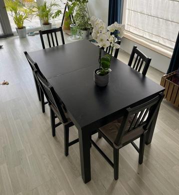 Ikea | Eettafel (Bjursta) & 6 stoelen (Stefan)