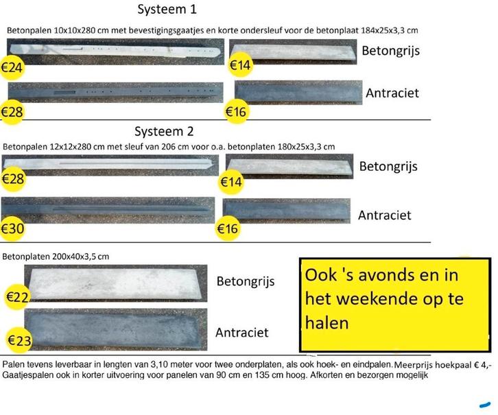 betonpalen  beton palen antraciet schutting platen planken, Tuin en Terras, Schuttingen, Overige materialen, 2 meter of meer, 6 meter of meer