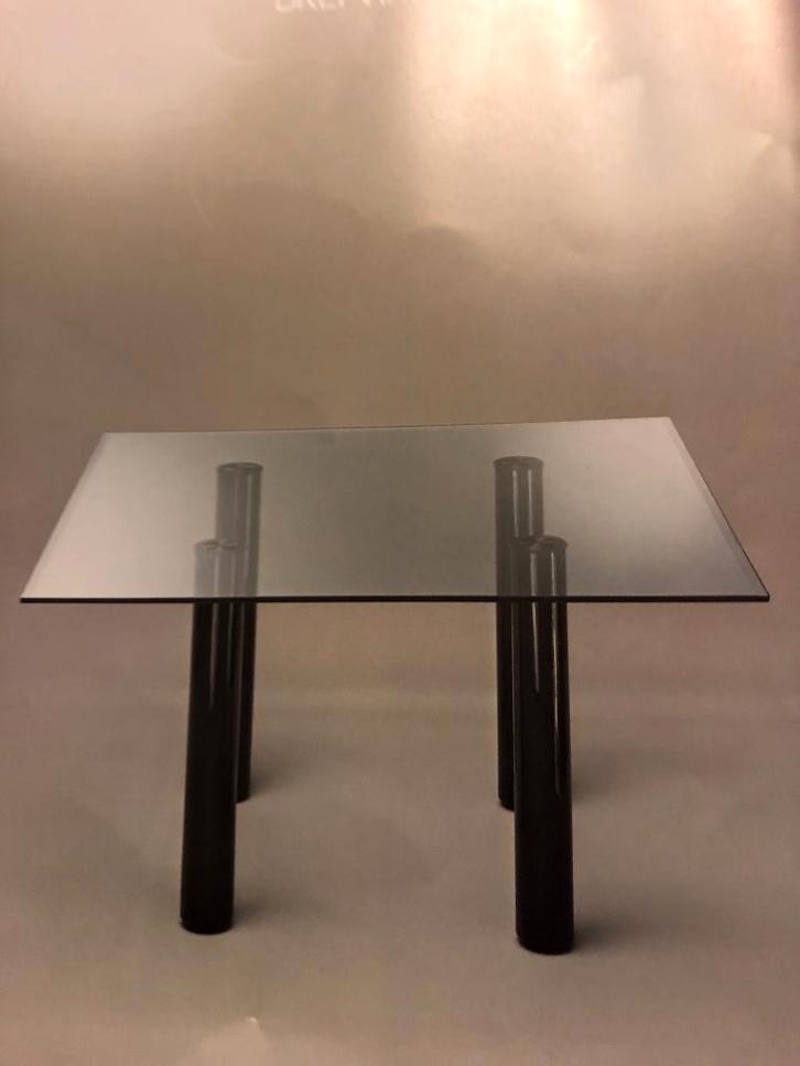 Zanotta glazen eettafel, Huis en Inrichting, Tafels | Eettafels, Zo goed als nieuw, Vierkant, Glas, Metaal, Ophalen