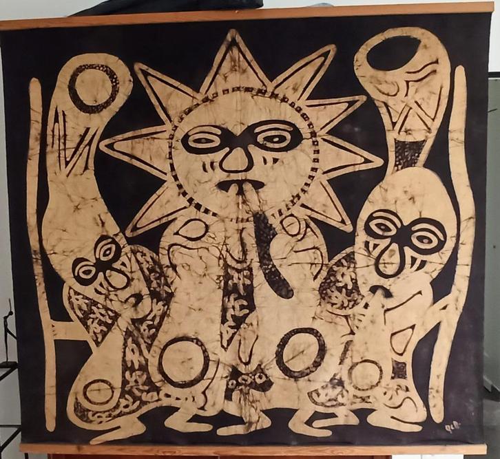 Batik uit Nigeria 170cm x 180cm, Antiquités & Art, Art | Art non-occidental, Enlèvement