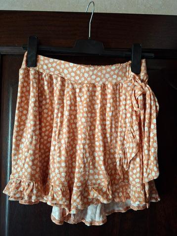 Jupe-pantalon fleurie orange CoCo Bella - Modèle cache-cœur, Coco Bella, Taille 38/40 (M), Enlèvement ou Envoi, Porté