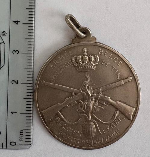 Zilveren medaille: belgisch leger schietprijskampioen, Postzegels en Munten, Penningen en Medailles, Ophalen of Verzenden