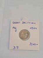 Great britain 3 pence 1914 AG geres marnix, Ophalen of Verzenden