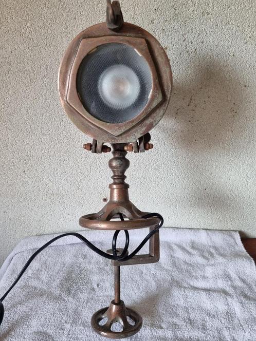 Industriële tafellamp met klem, Huis en Inrichting, Lampen | Tafellampen, Gebruikt, Metaal, Ophalen of Verzenden