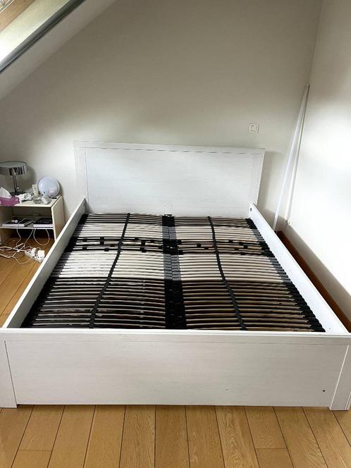 Ikea Brusali 2 persoonsbed + 2 schuiven, Huis en Inrichting, Slaapkamer | Bedden, Gebruikt, Tweepersoons, 180 cm, 200 cm, Hout