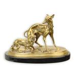 Groep bronzen honden op een porseleinen voet, Antiek en Kunst, Verzenden, Brons