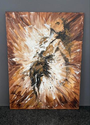  Vrij groot expressief abstract schilderij Mk Art beschikbaar voor biedingen
