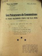 1940 LOGE Franc-Maçonnerie Les précurseurs du communisme, Livres, Histoire nationale, Enlèvement ou Envoi