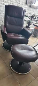Relax leren fauteuil met voetsteun, Huis en Inrichting, Ophalen, Zo goed als nieuw, Leer, Moderne