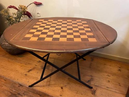 Dambordtafel Speeltafel Bijzettafel Damtafel Salontafel Fr, Antiek en Kunst, Antiek | Meubels | Tafels, Ophalen of Verzenden