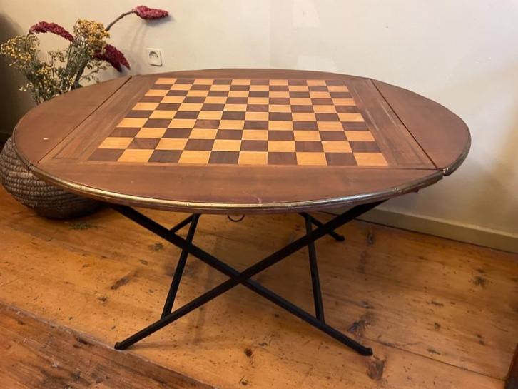 Dambordtafel Speeltafel Bijzettafel Damtafel Salontafel Fr, Antiek en Kunst, Antiek | Meubels | Tafels, Ophalen of Verzenden