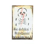 Pools Emaille Bord Gevaar Hoogspanning Schedel Verzamelitem, Ophalen of Verzenden, Gebruikt, Reclamebord