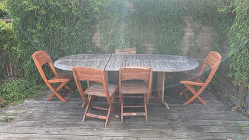 Ensemble de jardin Evolutif – Table + 5 chaises, Tuin en Terras, Tuinmeubel-accessoires, Gebruikt, Ophalen