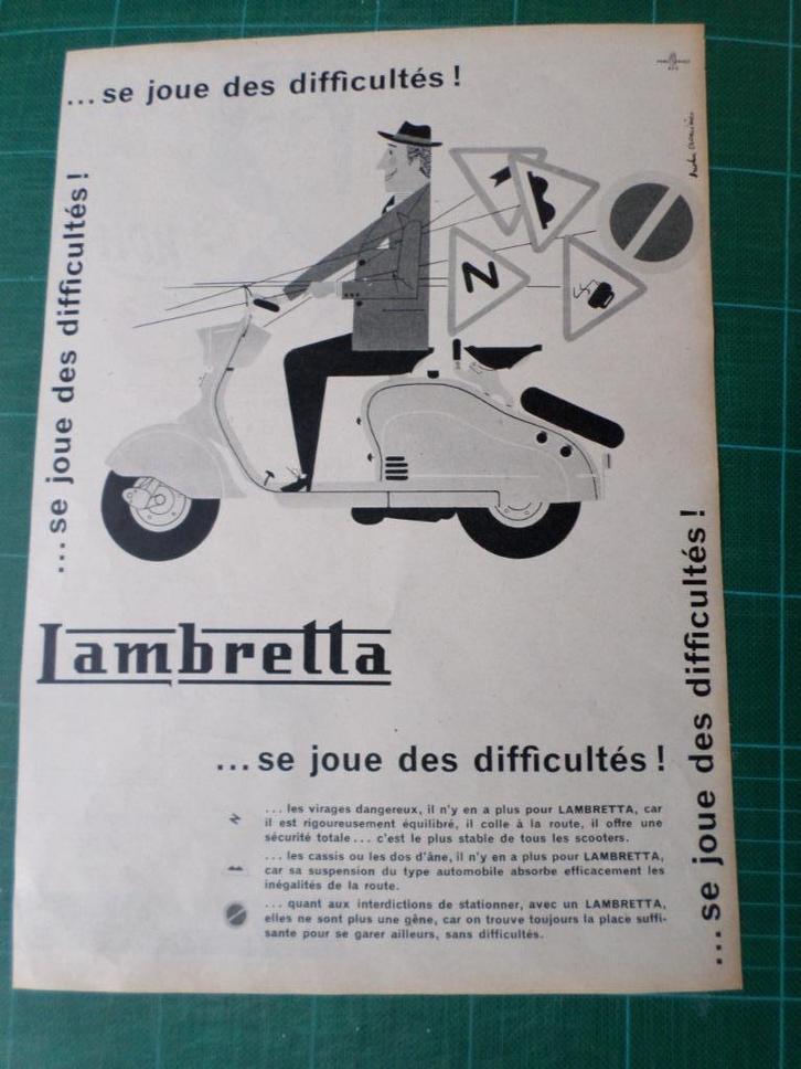 Lambretta - publicité papier - 1957, Collections, Marques & Objets publicitaires, Utilisé, Autres types, Enlèvement ou Envoi