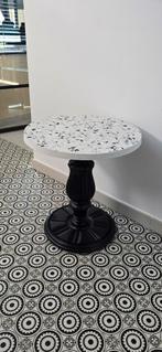 Salontafel/ bijzettafel Terrazzo Vintage hout onderstel, Ophalen, Overige materialen, Minder dan 55 cm, Rond