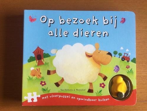 Kartonboek met vloerpuzzel Op bezoek bij alle dieren, Livres, Livres pour enfants | 4 ans et plus, Comme neuf, Non-fiction, 4 ans
