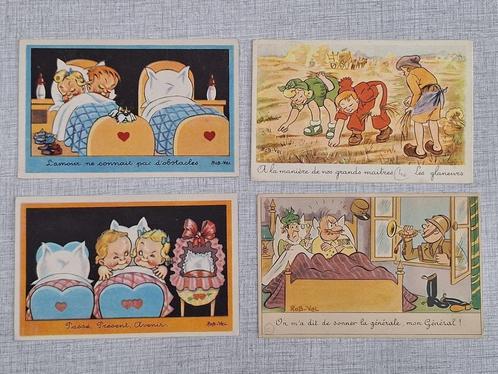 Rob-Vel Robbedoes Spirou - 4 postkaarten jaren 50, Verzamelen, Stripfiguren, Gebruikt, Plaatje, Poster of Sticker, Overige figuren