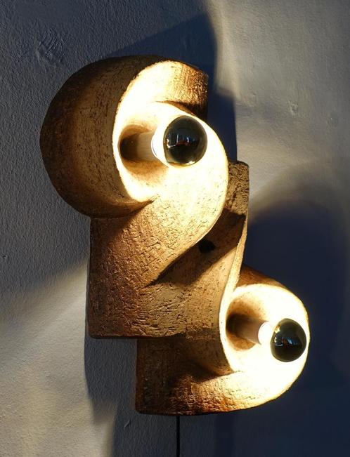 Vintage wandlamp brutalist lamp 70’s keramiek chamotte, Huis en Inrichting, Lampen | Wandlampen, Gebruikt, Ophalen of Verzenden