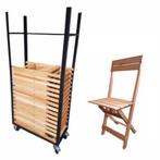 Aanbieding 35 Houten klapstoelen FESTIVAL met transportkar, Envoi, Neuf