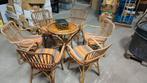 Vintage rotan set tuinset tafel en stoelen, Ophalen, Zo goed als nieuw, Rotan, Tuinset