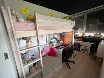 Hoogslaper met bureau onder en zithoek of extra bed, Enlèvement, Utilisé, Lit mezzanine
