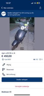 Brommer agm xv50 b klasse (start Niet), Vélos & Vélomoteurs, Cyclomoteurs | Marques Autre, Enlèvement, Utilisé, Classe B (45 km/h)