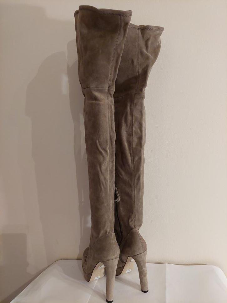 280C* MIU MIU sublieme taupe leren waadpakken (36,5), Kleding | Dames, Schoenen, Nieuw, Hoge laarzen, Overige kleuren, Verzenden