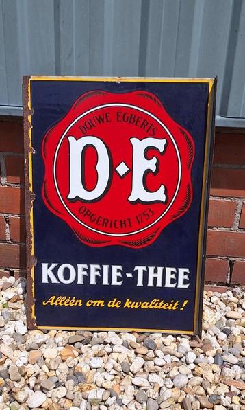 Oud dubbelzijdig emaille bord Douwe Egberts koffie-thee️️☕️ beschikbaar voor biedingen
