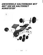 Universele halterbank (wit), Sport en Fitness, Ophalen, Zo goed als nieuw