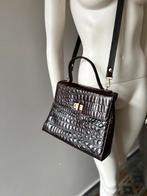 Francesco Biasia sac à main cuir embossé croco marron, Enlèvement ou Envoi, Comme neuf, Sac à main