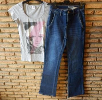 (1) -jeans femme t.XS bleu - eugene promod ( tee shirt t.s ) beschikbaar voor biedingen