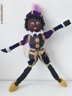 Authentieke Etos etalage zwarte Piet pop - 45cm, paars/blauw, Verzenden
