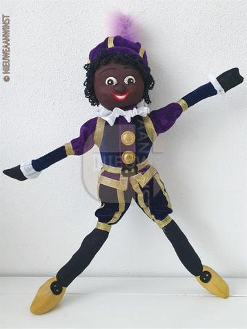 Authentieke Etos etalage zwarte Piet pop - 45cm, paars/blauw beschikbaar voor biedingen