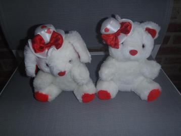 peluche 2 oursons blancs