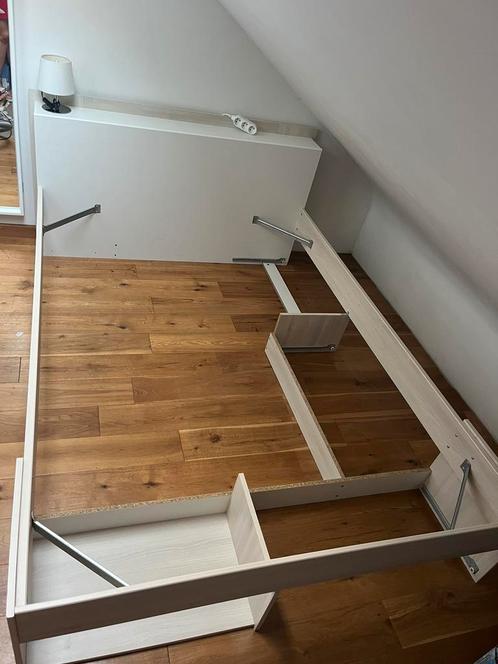 Lit double à tiroirs 140x200 (sans sommier ni matelas), Huis en Inrichting, Slaapkamer | Boxsprings, Gebruikt, 140 cm, 200 cm
