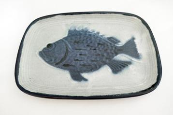 Vintage plat céramique St Clément 1970 poisson bleu, Enlèvement