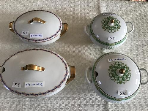 4 antieke schalen met deksel voor slechts 5 euro per stuk, Antiek en Kunst, Antiek | Schalen, Ophalen of Verzenden