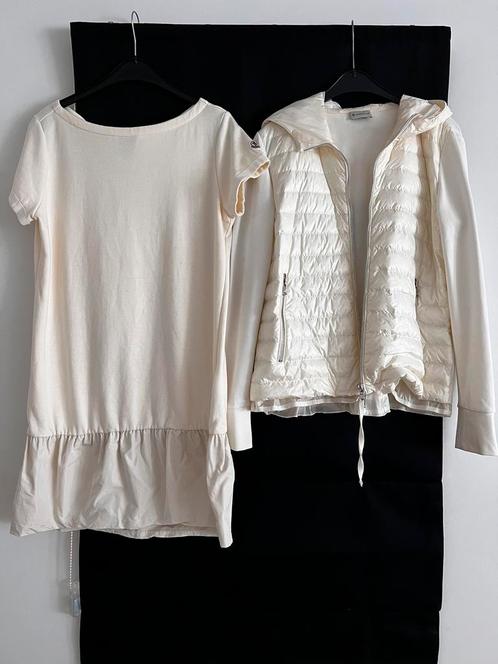 Moncler set wit/ecru - vest met kap/kleedje, Kleding | Dames, Dames-kledingpakketten, Zo goed als nieuw, Maat 38/40 (M), Ophalen of Verzenden