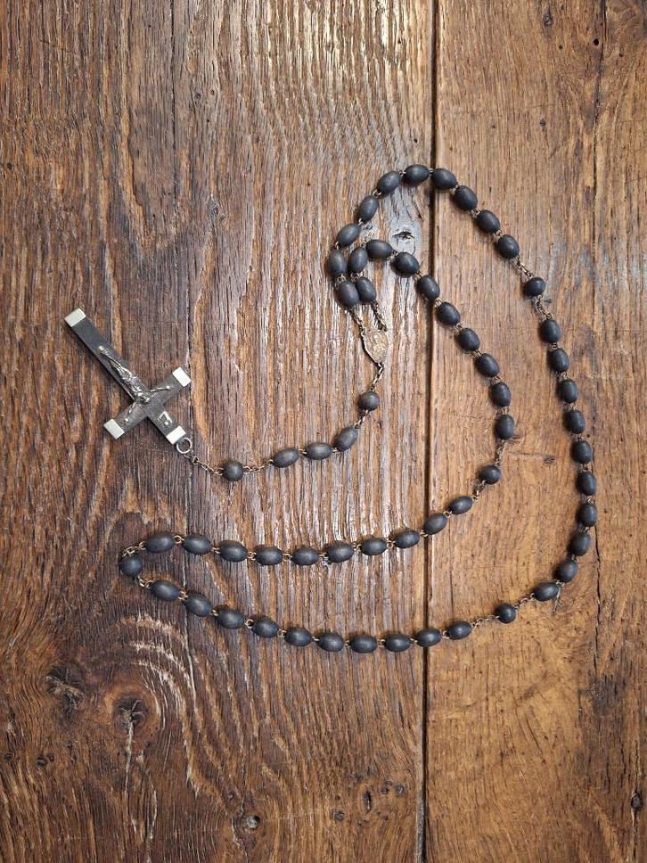 oude grote bruine houten paternoster, begin 1900, Antiquités & Art, Antiquités | Objets religieux, Enlèvement ou Envoi