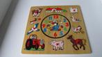 Houten puzzel met klok en beweeglijke wijzers, Kinderen en Baby's, 2 tot 4 jaar, 10 tot 50 stukjes, Ophalen of Verzenden, Zo goed als nieuw