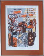 WARD LERNOUT / DORP VLAANDEREN / KLEURLITHO / 71x55cm KADER, Antiek en Kunst, Kunst | Litho's en Zeefdrukken, Ophalen