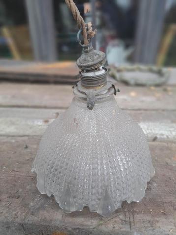 Hanglamp glas diameter 20 cm uit de jaren '30