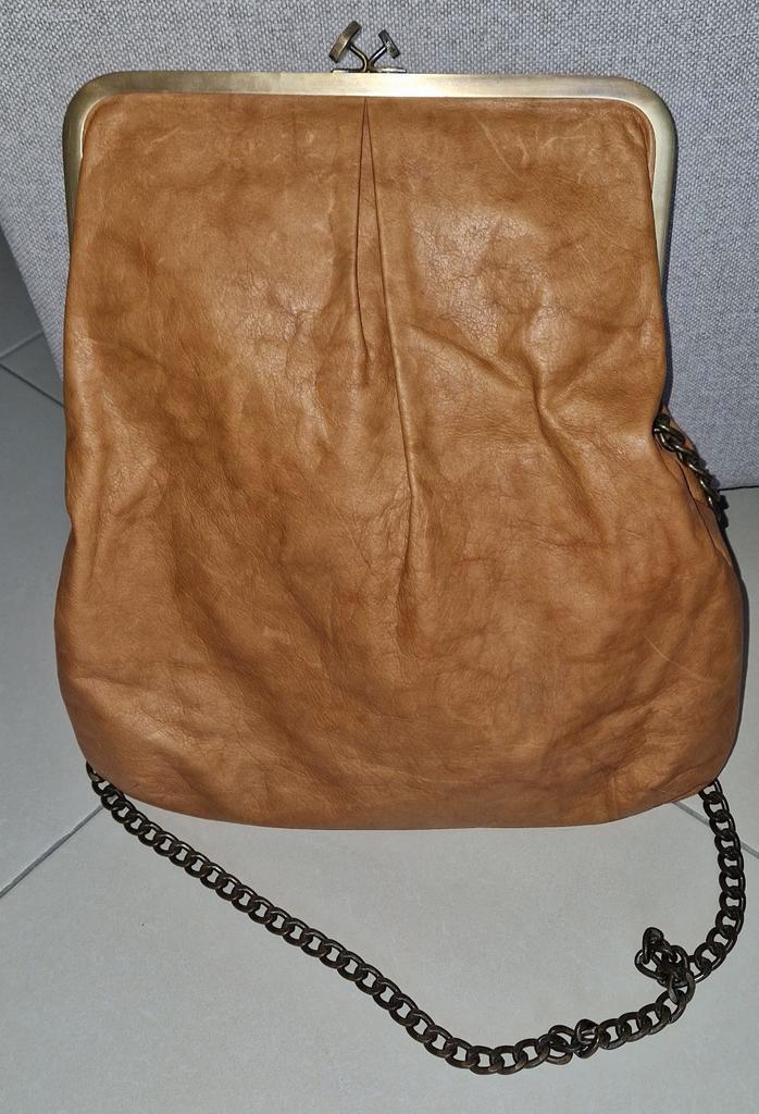 Lederen Schoudertas, Handtassen en Accessoires, Tassen | Schoudertassen, Gebruikt, Overige merken, Bruin, Leer, Ophalen of Verzenden