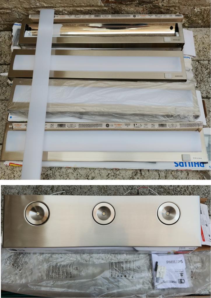 6 inox keuken - dressing - lampen NIEUW, Huis en Inrichting, Lampen | Wandlampen, Nieuw, Glas, Metaal, Ophalen of Verzenden