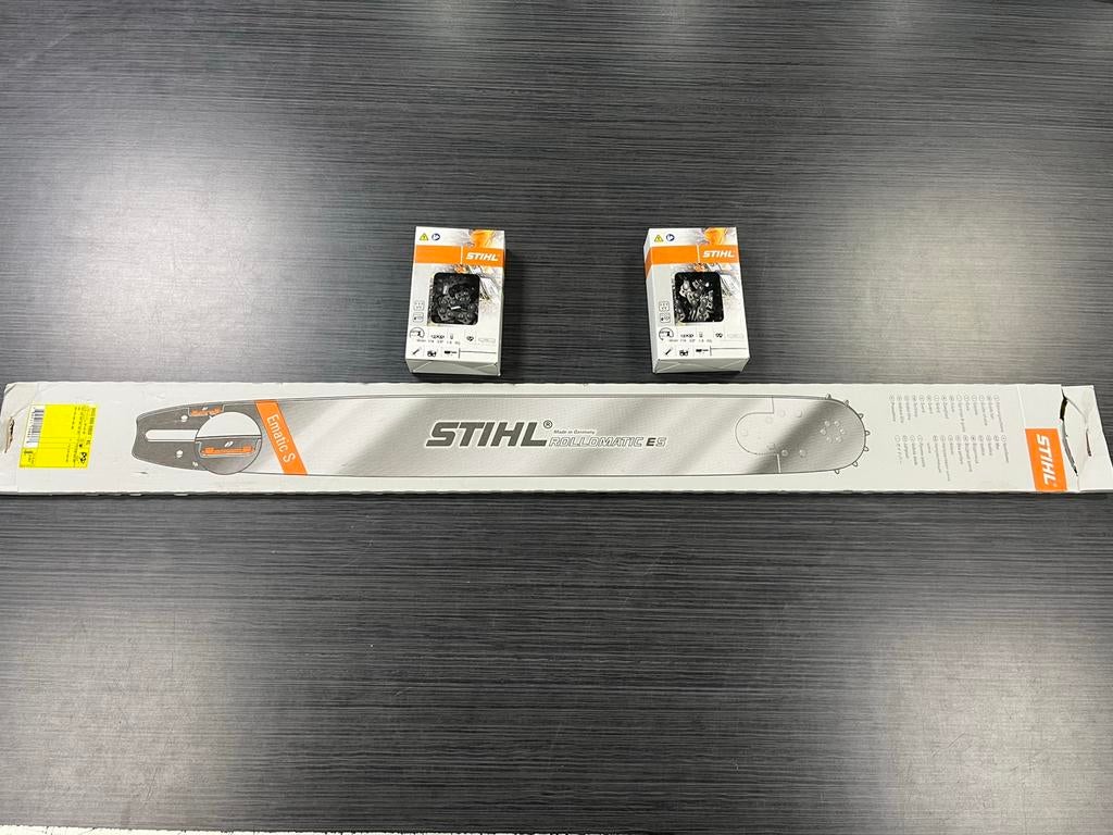 Lame de couteau Stihl Rollomatic 90cm + 2 chaînes, Jardin & Terrasse, Bois de chauffage, Enlèvement ou Envoi