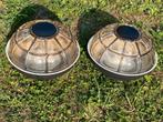 Paar BOOM Bega B1117 vintage amberkleurige glazen kandelaars, Ophalen of Verzenden, Zo goed als nieuw, Glas, Haut-de-gamme extérieur, intérieur, industriel vintage