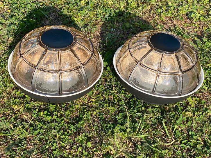 Paar BOOM Bega B1117 vintage amberkleurige glazen kandelaars, Huis en Inrichting, Lampen | Wandlampen, Zo goed als nieuw, Glas